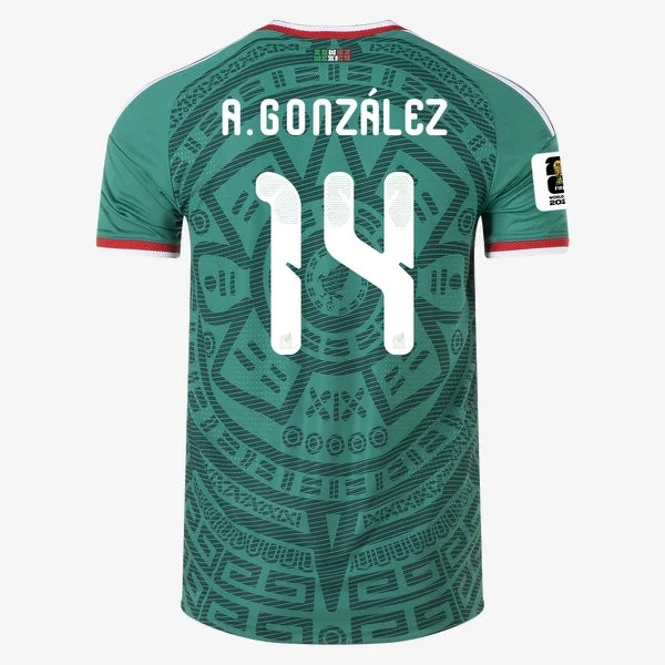 Men's Authentic adidas A.Gonzalez Mexico Home Jersey 2026- FIFA World Cup 26™ Patch